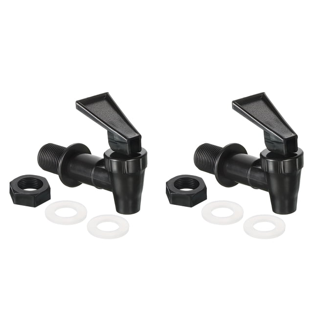 Unique Bargains Ensemble de Robinet de Distributeur Réutilisable, 2 Ensembles Robinet de Refroidisseur en Plastique de Rechange pour Bouteille d'Eau, Boisson (Noir)