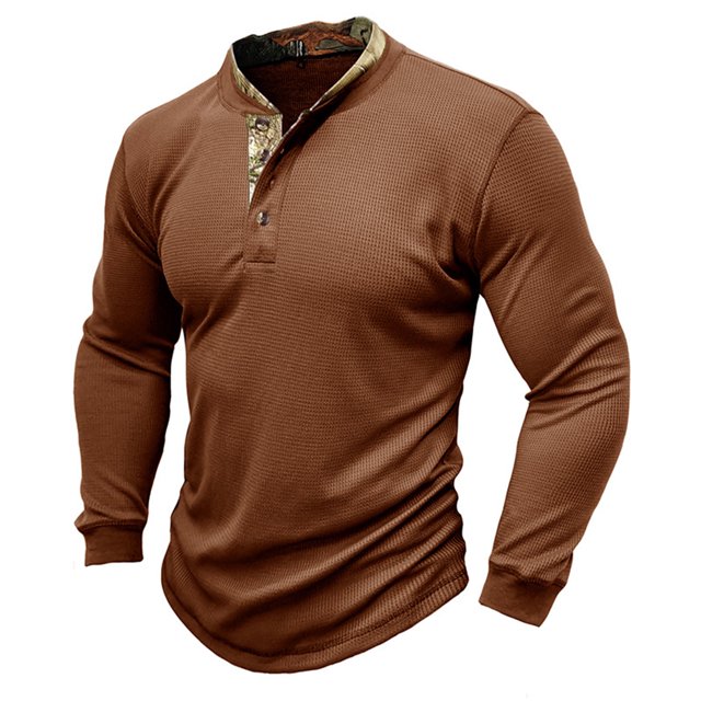 RKSTN Mens Sweatshirt knit Beefy Muscle Basic Solid Pure Color Shirts Long Sleeve V Neck Blouse Tops with Buttons