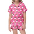 thumbnail image 2 of Ensemble de Sommeil Deux Pièces pour Filles, Pyjama à Manches Courtes à Boutons et Short, Imprimé Arc-en-Ciel, 2 of 4