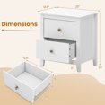 thumbnail image 3 of Gymax Table de Nuit Moderne avec Rangement 2 Tiroirs et Pieds de Soutien pour Chambre Blanc, 3 of 10