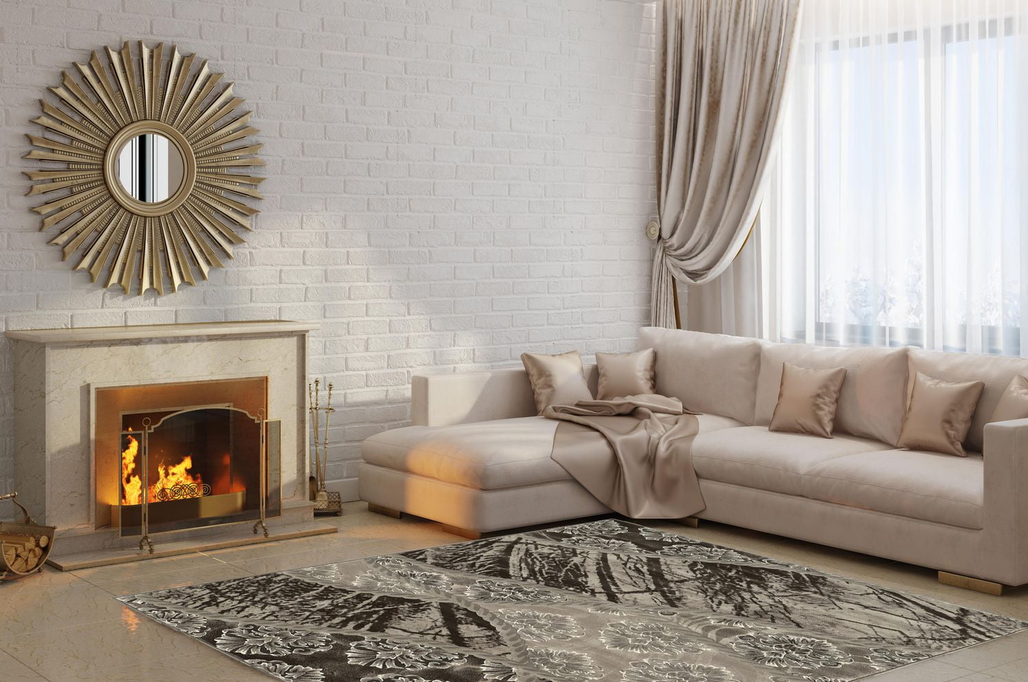 Tapis Bijou Ybor marron de 8 pi x 10 pi 4 po