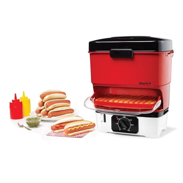 Starfrit Electric Hot Dog Steamer, Red, 12 Hot Dogs, 800 W, 60
