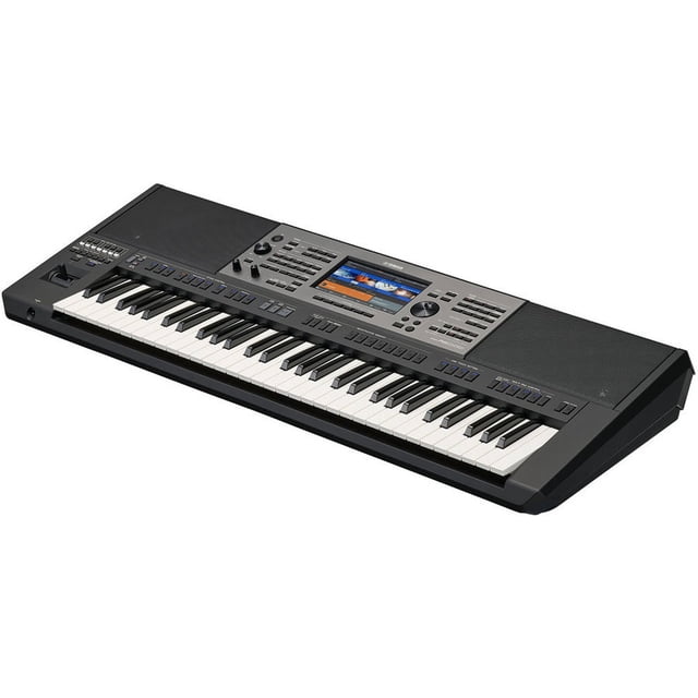 Yamaha PSR-A5000 Clavier Arrangeur Mondial à 61 Touches Présentant un design Noir Épuré avec un Ensemble Complet de 61 Touches, un Panneau de Commande Intuitif et un Écran aux Couleurs Vibrantes. le Clavier Comprend des Haut-Parleurs Intégrés, Plusieurs Boutons de Commande et une Roue de Courbure de Pas, Idéal pour Créer des arrangements Musicaux Variés.