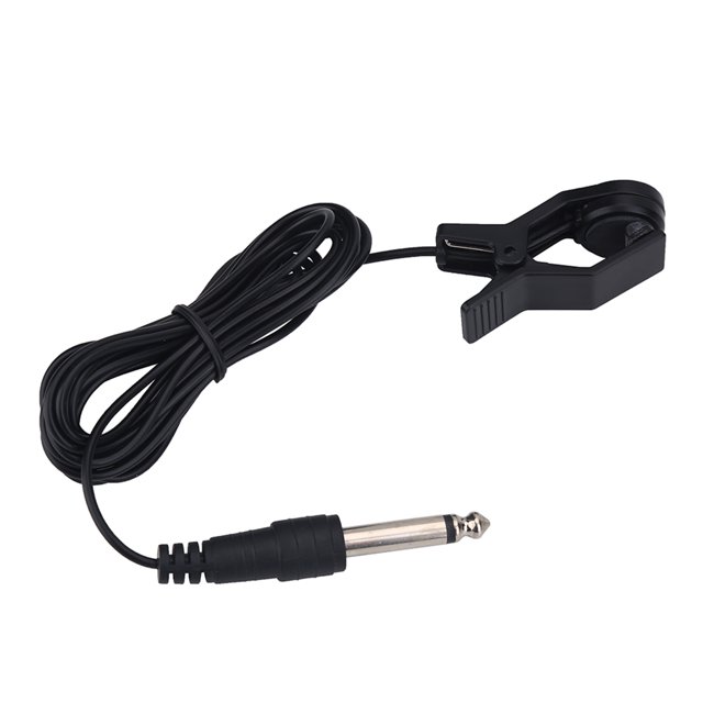 Pickup à Pince pour Accordeur, un Pickup d'Instrument portable Conçu pour les instruments à Cordes et la Prise de Voix/voix. Comprend un Élément de Micro à Condensateur de Haute Qualité, une interface de 6,2 mm et un Câble de 230 cm (90 Pouces) pour une Portée Prolongée. Fabriqué en Plastique durable et en Matériaux Électroniques, Convient à Divers instruments de Musique. le design à Pince Noir Assure une Fixation Facile.