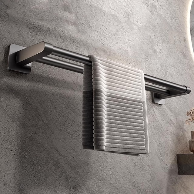 Cagogo Double Towel Rack, 16 Inch 304 Stainless Steel Towel Bar, Brushed Nickel Bathroom Towel Holder, Wall Mounted Towel Rail, Space Saving Double Layer Towel Rack for Bathroom and Shower, Alloy