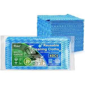 AIDEA Wipes de nettoyage, linge de toilette polyvalent réutilisable 40Ct(1 Pack), Wipes domestiques, vêtements de vaisselle(12''x24'')