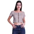 thumbnail image 1 of Moomaya Printed Viscose Crop Top Short Sleeve Zipper Tunic Womens Summer Tops, 1 of 4