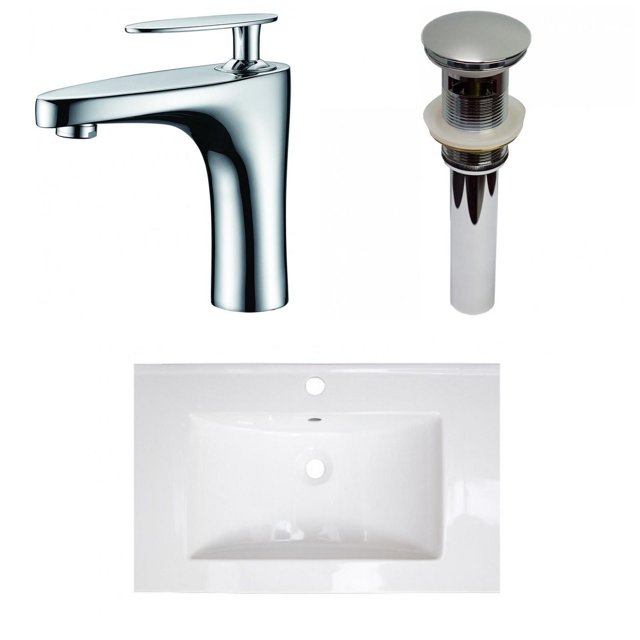 American Imaginations 24-in. W 1 Hole Ceramic Top Set In White Color - Overflow Drain Incl. AI-30012