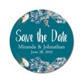 thumbnail image 1 of Darling Souvenir Round 45 Pcs Floral Border Save The Date Stickers Wedding Personalized Bride Groom Names And Date Envelope Seals - Teal Blue, 1 of 4