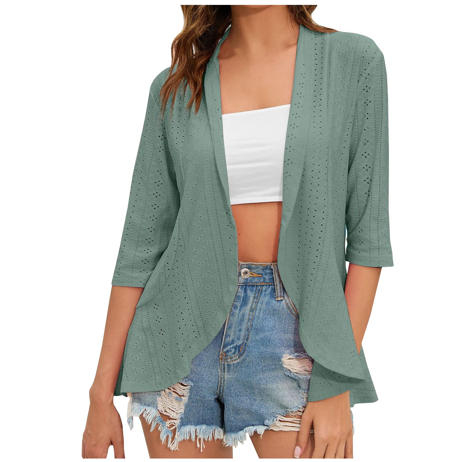 Birdeem Womens Fashion Casual Spring and Summer Solid Color Half Sleeve Cardigan