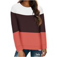 thumbnail image 2 of Timegard Women's Sweatshirt Crew Neck Long Sleeve Color Block Pullover Fall Winter Casual Tunic Tops, 2 of 4