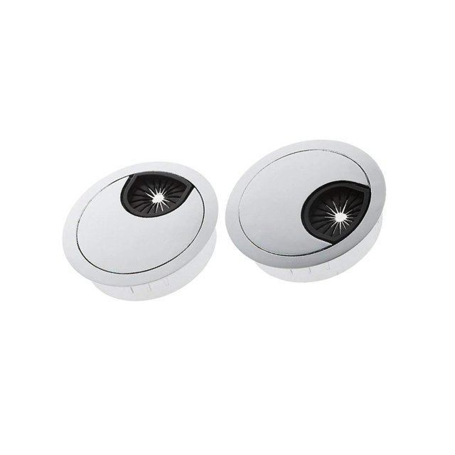 Thinsony 2Pcs 60mm Computer Desk Table Grommet Cover Port Wire Cable Hole Silver 1Set