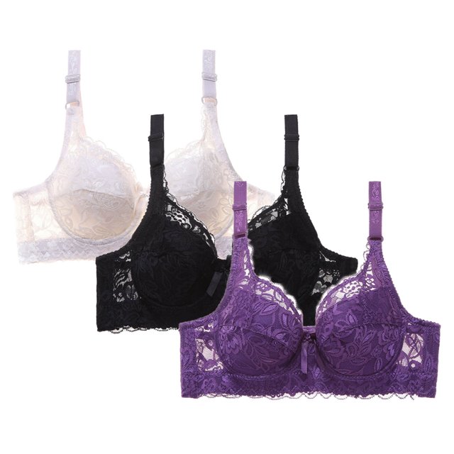 VEKDONE 2 Pcs Soutien-Gorge Sans Armature à Fermeture Frontale Imprimé Léopard pour Femmes Violet m