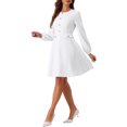 thumbnail image 4 of INSPIRE CHIC Robe de Travail à Manches Longues pour Femme avec Boutons Contrastants Décoratifs TG Blanc, 4 of 6
