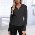 thumbnail image 3 of Craaazy Women's Solid Color Zipper Sun Protection Long Sleeve Sports Workout Hooded Shirts Gifts, 3 of 7