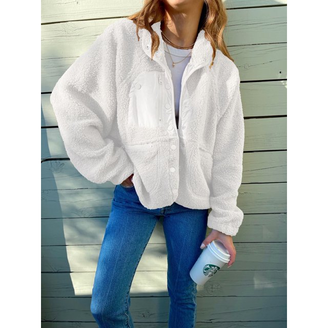 REDHOTYPE Women's Button Long Sleeve Brushed Jacket Coats with Pockets