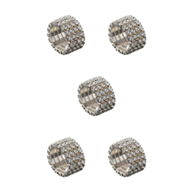 Thinsony Classy Inlaid Ring Sturdy Alloy With Dazzling Accents And Exquisite silver 4 rows 5Set