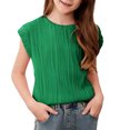 thumbnail image 1 of Timegard Toddler Girls Clothes Cap Sleeve Texture Loose Comfy Top Blouse Solid Color Casual Summer, 1 of 8