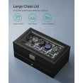 thumbnail image 4 of Elegant 12-Slot Watch Box, Lockable Case with Glass Lid, 2 Layers, 1 Drawer for Rings, Bracelets - Gift Idea in Black Synthetic Leather, 4 of 7