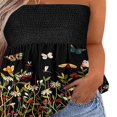 thumbnail image 3 of Women‘s Strapless Tank Tops Sleeveless Pleated Gradient Color Ladies Summer Boho Print Loose Fit Pullover, 3 of 6