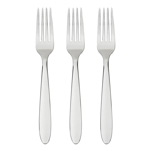Fourchette de table quotidienne en acier inoxydable Mainstays Breck, ensemble de 3 pièces, argent