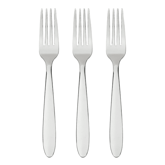 Mainstays Breck Stainless Steel Everyday Dinner Fork, 3 Piece Set, Silver