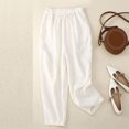 thumbnail image 2 of Birdeem Womens Solid Elastic Embroidered Cotton Hemp Capris, 2 of 3