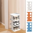 thumbnail image 1 of 4 Tier Foldable Plastic Shoe Rack for Bedroom & Entryway, Anti-Fade & Warp-Resistant Shoe Storage Organizer, Slim Design Holds 3 Pairs, Easy Assembly, 1 of 6