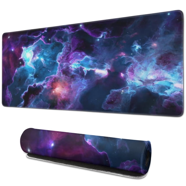 Astounding Galaxy Gaming Mouse Pad - 31.5x11.8 inch Large Size, Non-Slip Rubber Base, Perfect Desk Mat for Keyboard & Mouse - Durable Stitched Edges