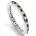 thumbnail image 1 of Bague d'Éternité en Diamants Noirs et Blancs 1 Ct, Anneau en Or Blanc 14 K, 1 of 2