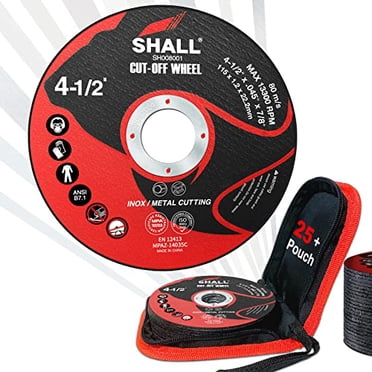 SHALL 25-Pack Cut Off Wheels 4 1/2 x 7/8 Inch, Cutting Wheel with Pouch for Angle Grinder, 4.5â€ Metal & Stainless Steel Fast Cutting Disc, Grinder Wheel for General Purpose Metal Cutting