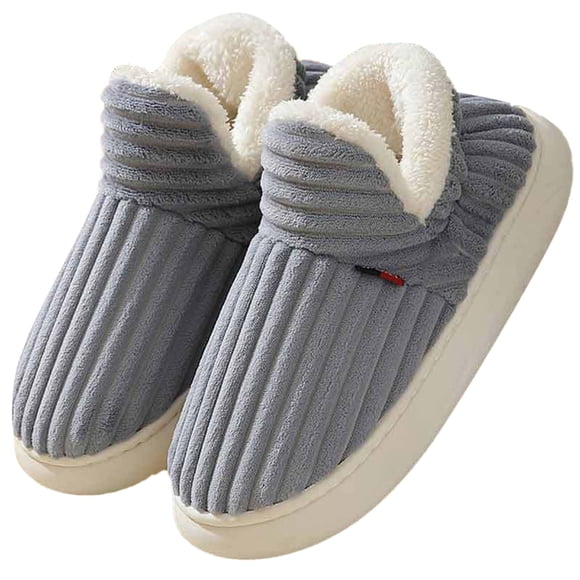 Ediodpoh Pantoufles pour Hommes Automne et Hiver Intérieur et Extérieur Mode Couleur Unie Confortables Sac Plat avec Chaud Non Pantoufles pour Hommes Gris 9