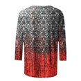 thumbnail image 5 of HKEJIAOI Hauts pour Femmes à Manches 3/4, Imprimé Floral, Col Ras du Cou, m, Blouse d'Été, 5 of 5