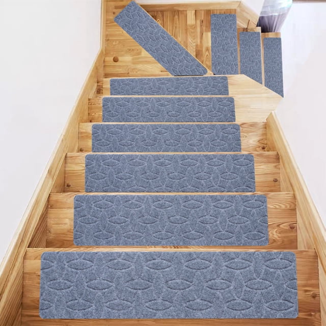 SSZMDLB Non-Slip Carpet Stair Treads, Self-Adhesive Stair Mats Indoor Outdoor, Embossed Polyester Step Rug for Stairs, Hallway, Entryway, Anti-Skid Staircase Pads