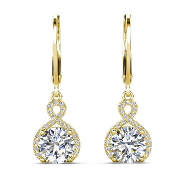Cate & Chloe Alessandra Boucles d'Oreilles Pendantes Plaquées Or Jaune 18k avec Diamants Simulés pour Femmes