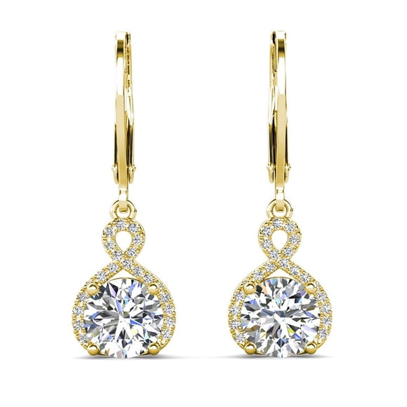 Cate & Chloe Alessandra 18k Yellow Gold Plated Dangle Earrings with Simulated Diamonds for Women