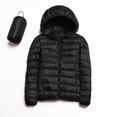 thumbnail image 5 of Packable down Jacket, Lightweight Hooded Puffer, White Duck down Coat Black Xl , Coat, 5 of 5