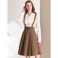 thumbnail image 3 of Unique Bargains Jupe Midi Plissée à Bretelles Rétro à Taille Élastique pour Femme Brun Foncé TG, 3 of 6