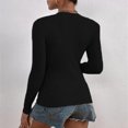 thumbnail image 4 of CEHVOM Femmes Ajusté Décontracté Uni Manches Longues Col Carré Chemises de Base Blouses Chaudes Hauts, 4 of 6