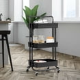 thumbnail image 3 of Gymax 3 Tier Rolling Cart W/Wheels Practical Handle&ABS Storage Basket Organizer Black, 3 of 10