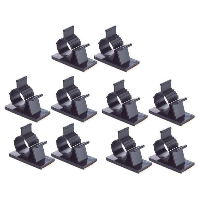 EeaseCA 10pcs Plastic Clips Black Adhesive Backed Wire Adjustable Cable Clips Adhesive Cable Management Clips Adjustable Clamp
