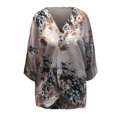thumbnail image 4 of Fridja Womens Middle Sleeve Print Chiffon Cardigan Beach Loose Easy Tops, 4 of 6