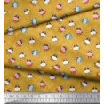 thumbnail image 3 of Soimoi Moss Georgette Fabric Triangle & Cow Cartoon Print Fabric by The Yard 42 Inch Wide, 3 of 3