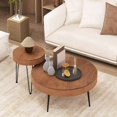 thumbnail image 1 of Harmijoy Table Basse Ronde Style Ferme Ensemble de 2 Tables d'Appoint Fini Naturel pour Salon, 1 of 8