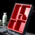thumbnail image 1 of Dvkptbk Japanese Sushi Tray Lunch Box Bento Box Traditional Plastic Lacquered Box for Restaurant or Home Made in Japan, Design Red and Black Bento Boxes Home Essentials, 1 of 7