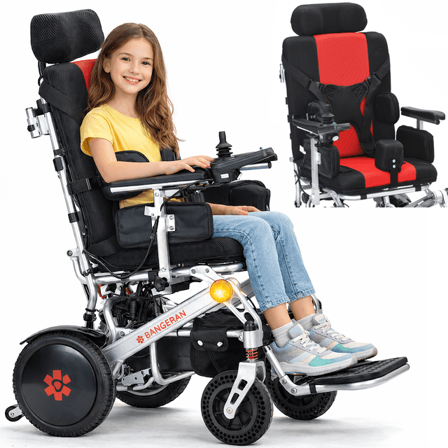 Fauteuil Roulant Électrique pour Enfants et Besoins Particuliers avec Soutien de Positionnement Avancé, Pèse 20 kg Tient 120 kg, Pliable Approuvé par les Compagnies Aériennes, Sans Plat 4 Roues