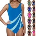 thumbnail image 1 of VBTAPA Womens One Piece Swimsuit Tummy Control Sporty Slimming Bathing Suit Color Block Full Coverage Swimwear Daily Sales Navy L, 1 of 6