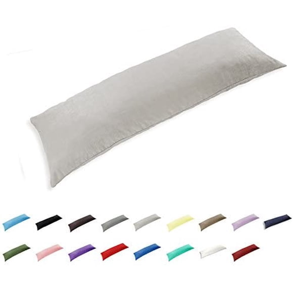 TAOSON 100% Cotton 300 Thread Count Envelope Style Body Pillow Cover Pillowcase Pillow Protector Cushion Cover Non Zippered Only Cover No Insert (Light Grey,21"x48") Fits 20 x 48
