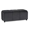 thumbnail image 2 of Simpli Home Avalon Rectangle Storage Ottoman with 3 Flip Over Serving Trays, Distressed Black Faux Leather, 2 of 5