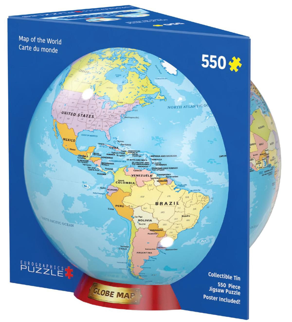 Map of the World Shaped Tin 550 Piece